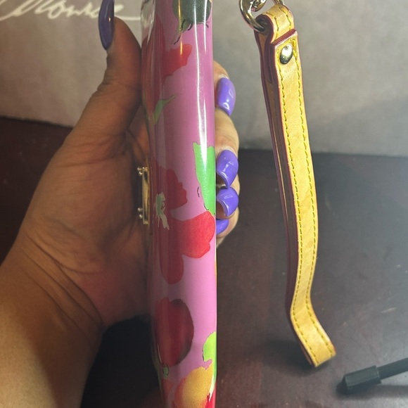 Dooney & Bourke | Patent Floral Wristlet Pink and Green - Picture 6 of 8